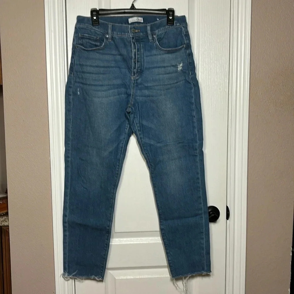 Made‎ and Loved Loft Women's Distressed Raw Hem Skinny Blue Denim Jeans Size 12